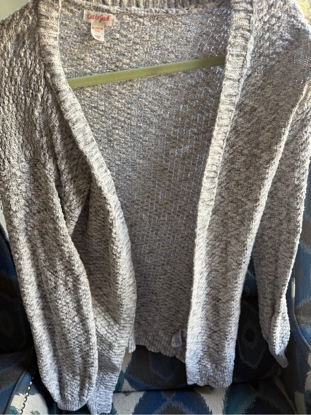 Cat & Jack Gray Open-Front Knit Cardigan
